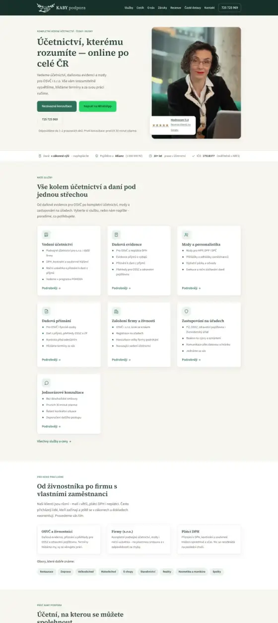 Náhled webu kabypodpora.cz, účetnictví online
