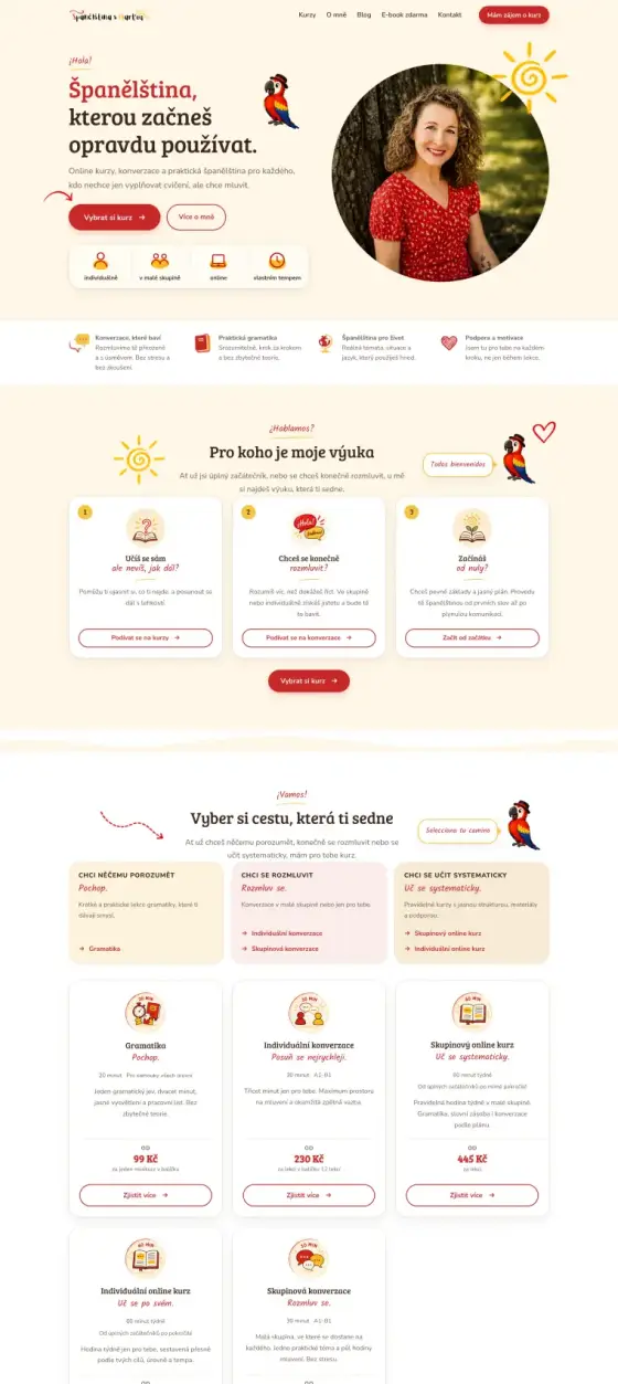 Náhled webu Španělština s Marťou, online kurzy španělštiny